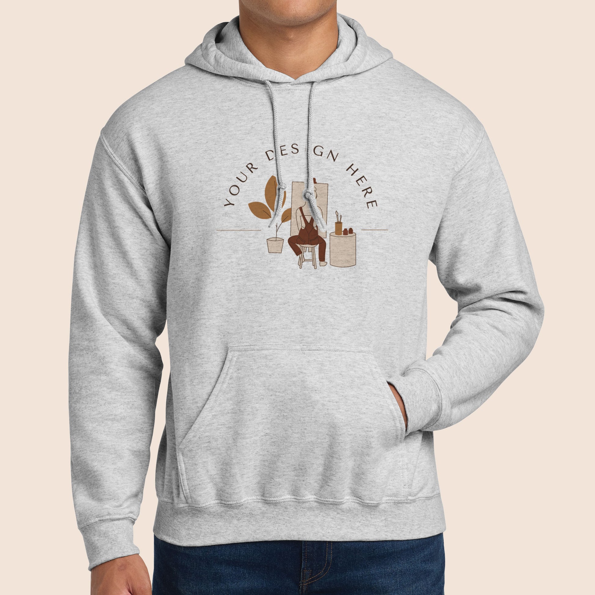 Gildan Adult Ash Heavy Blend Hooded Sweatshirt 18500 Canvastry Wholesale Print On Demand