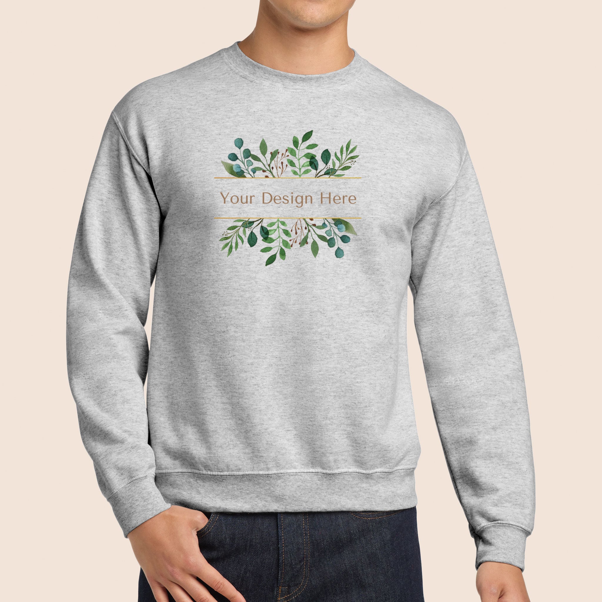 Gildan Adult Ash Crewneck Sweatshirt 18000 Canvastry Wholesale Print On Demand