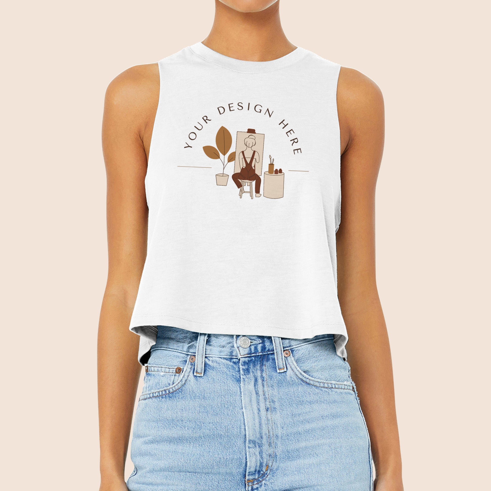 Bella + Canvas Women’s White Racerback Cropped Tank 6682-1