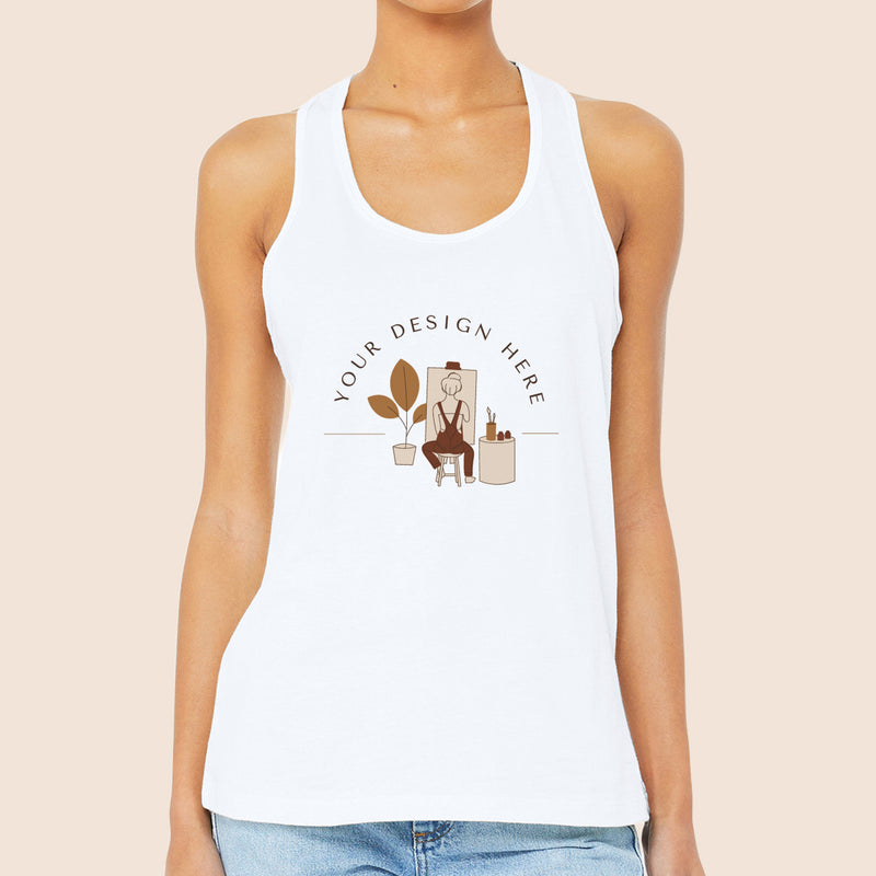Bella + Canvas Women’s White Racerback Jersey Tank 6008-zoom-