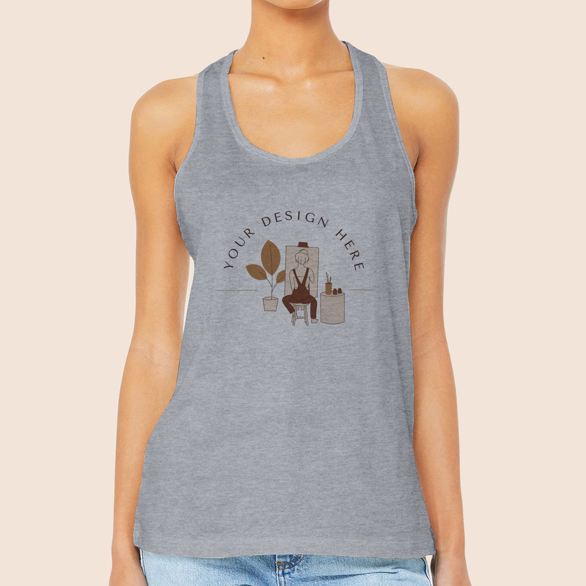 Bella + Canvas Women’s Athletic Heather Racerback Jersey Tank 6008-1
