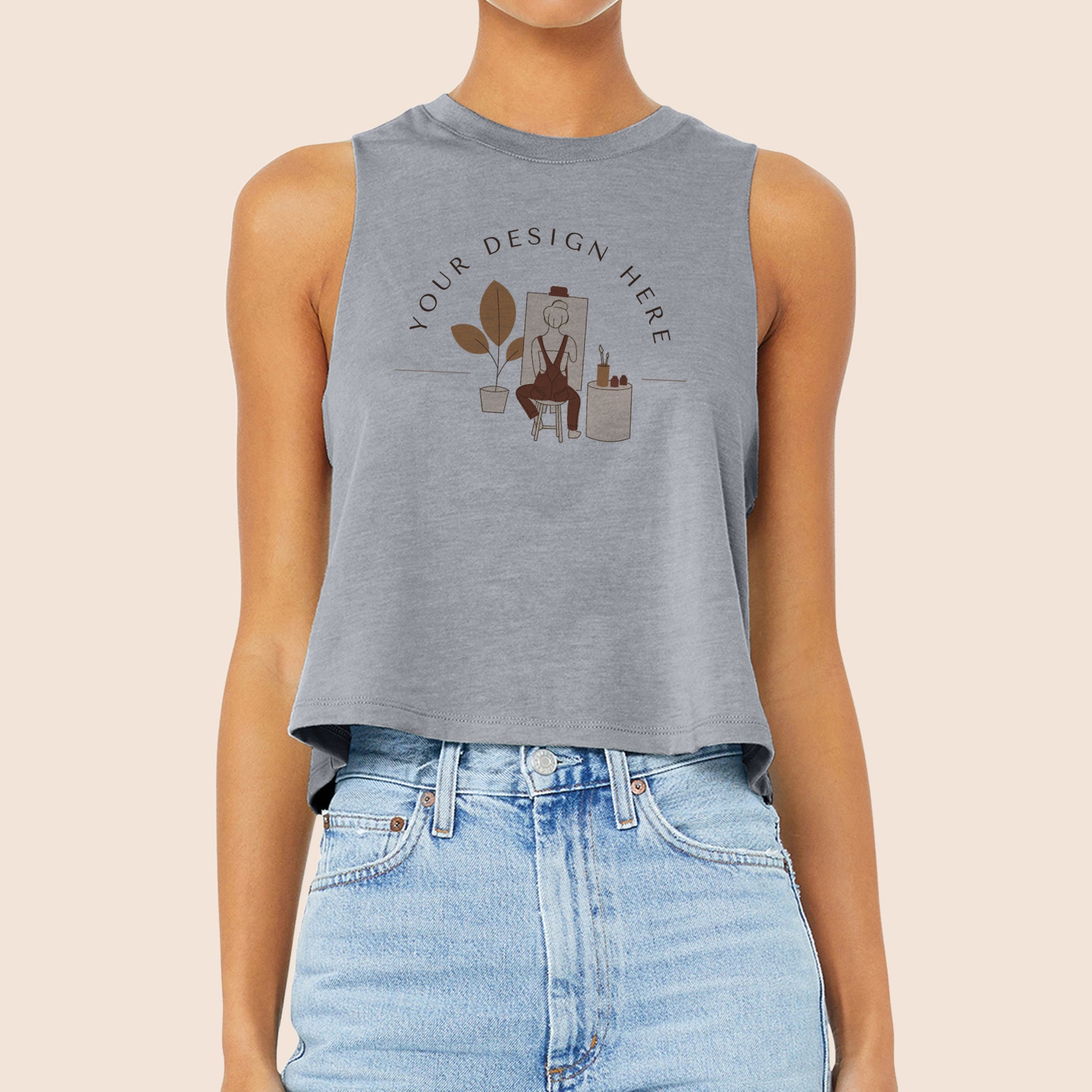 Bella + Canvas Women’s Athletic Heather Racerback Cropped Tank 6682-1