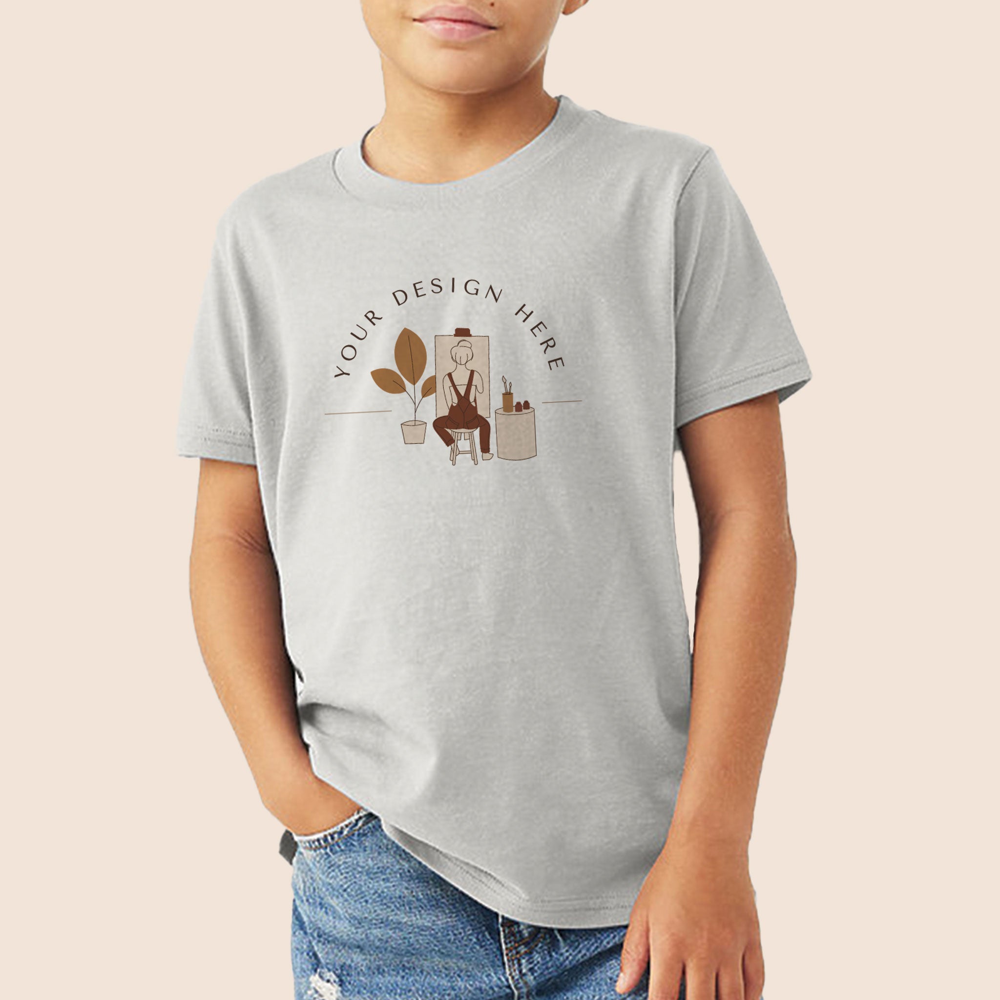 Bella + Canvas Youth Silver Jersey Short Sleeve Tee 3001Y Canvastry Wholesale Print On Demand