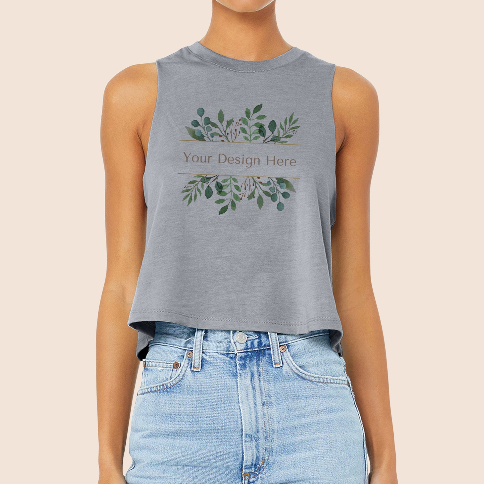 Bella + Canvas Women’s Athletic Heather Racerback Cropped Tank 6682-2