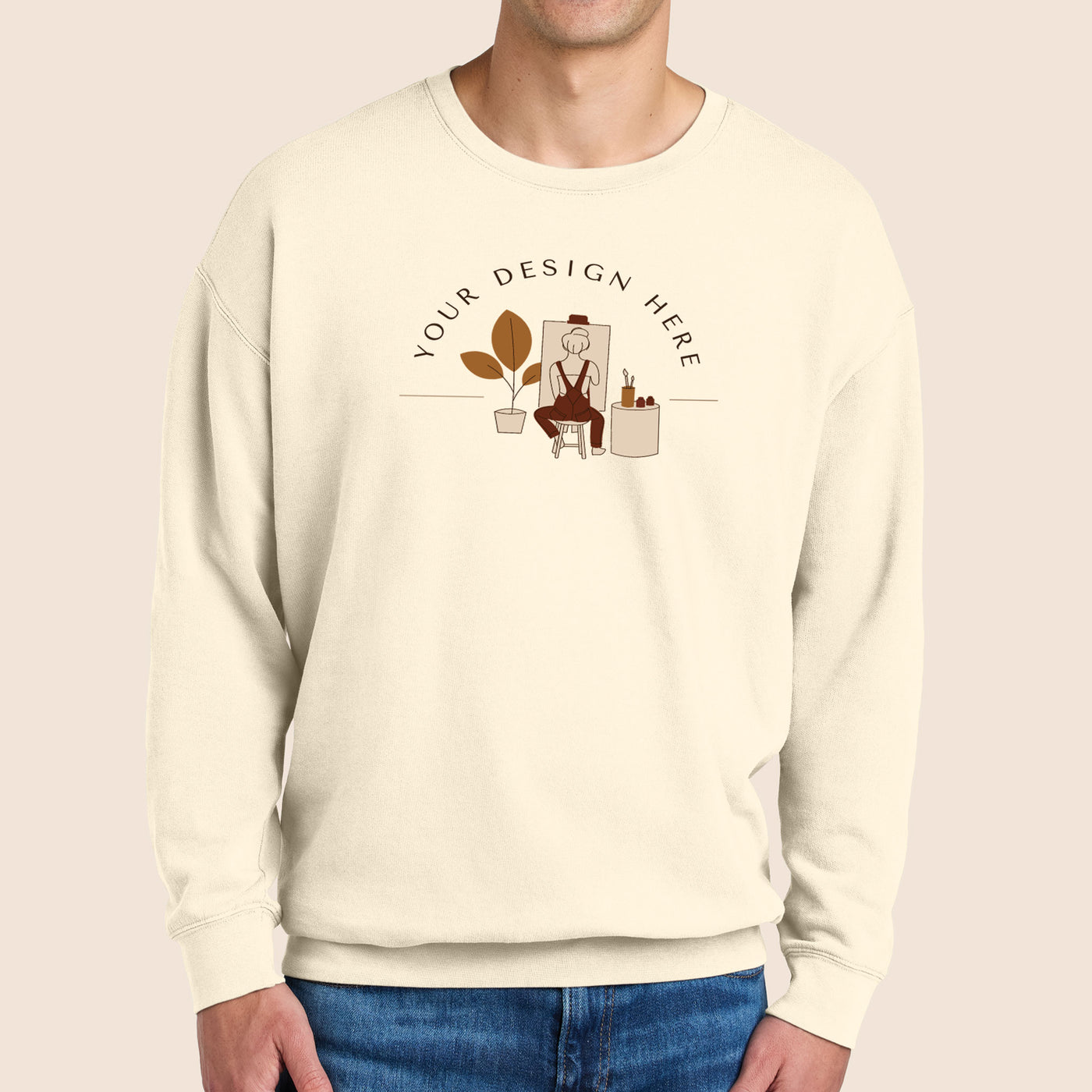 Comfort Colors Adult Ivory Lightweight Fleece Crewneck Sweatshirt 1466