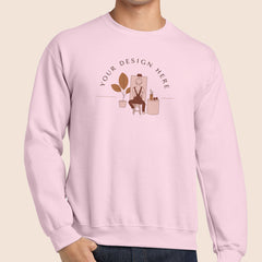 Gildan Adult Light Pink Crewneck Sweatshirt 18000 Canvastry Wholesale Print On Demand
