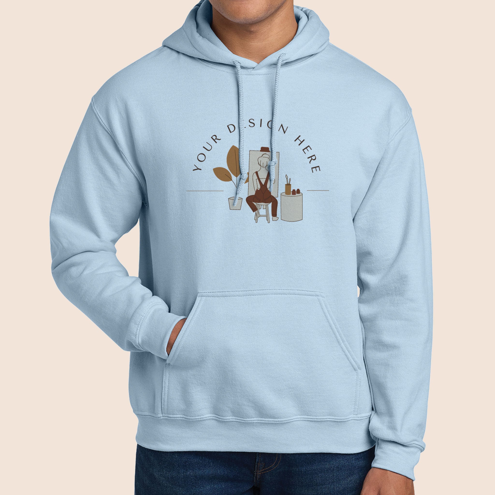 Gildan Adult Light Blue Heavy Blend Hooded Sweatshirt 18500 Canvastry Wholesale Print On Demand
