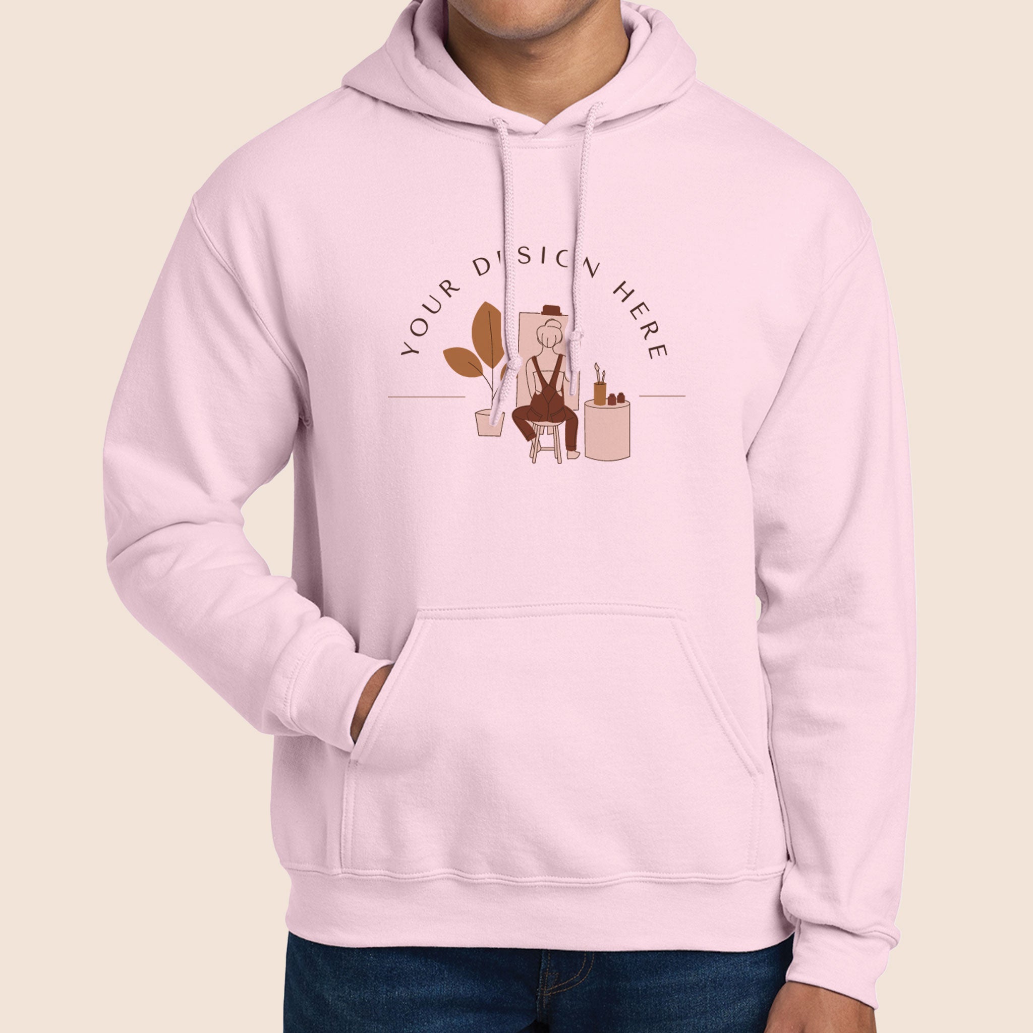 Gildan Adult Light Pink Heavy Blend Hooded Sweatshirt 18500 Canvastry Wholesale Print On Demand