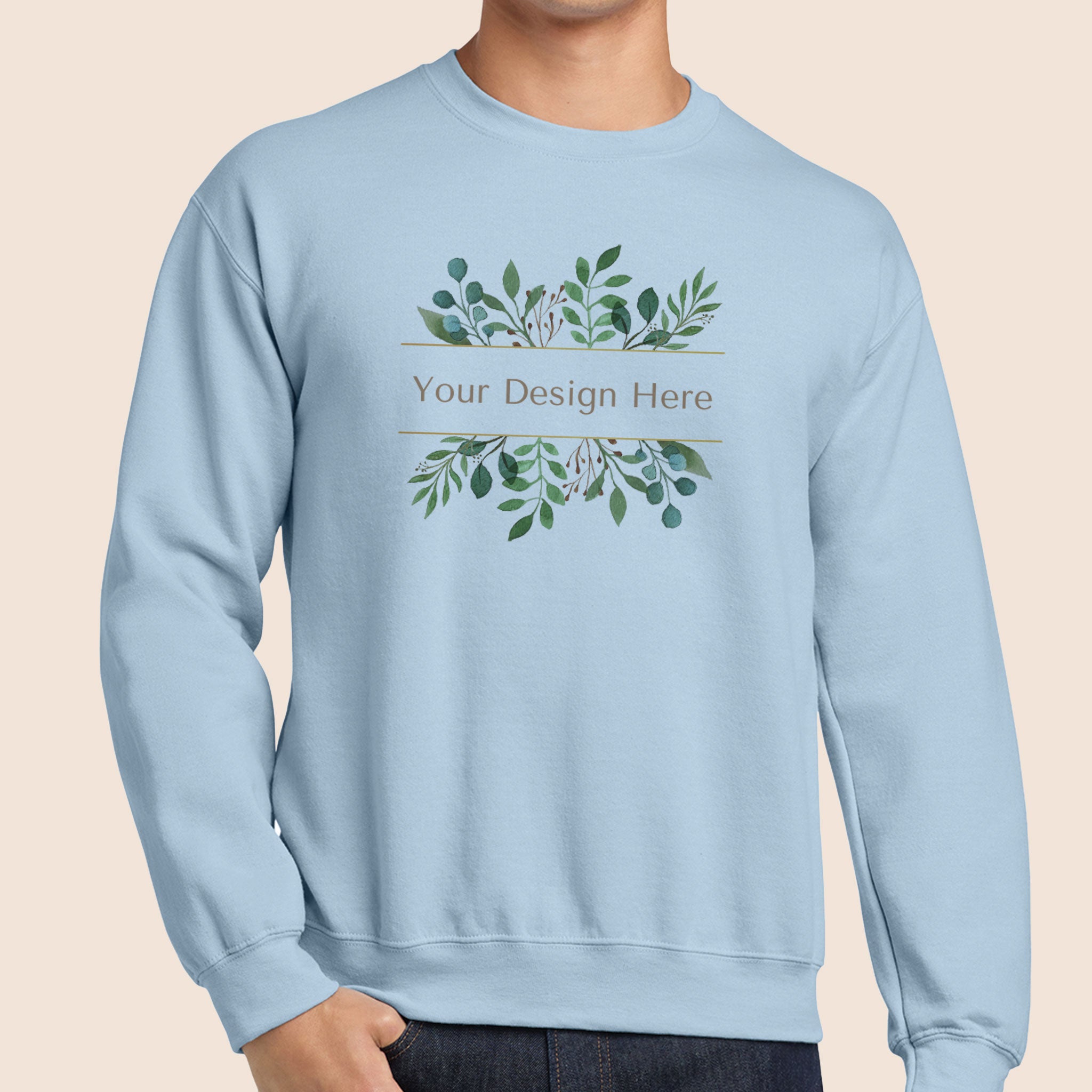 Gildan Adult Light Blue Crewneck Sweatshirt 18000 Canvastry Wholesale Print On Demand