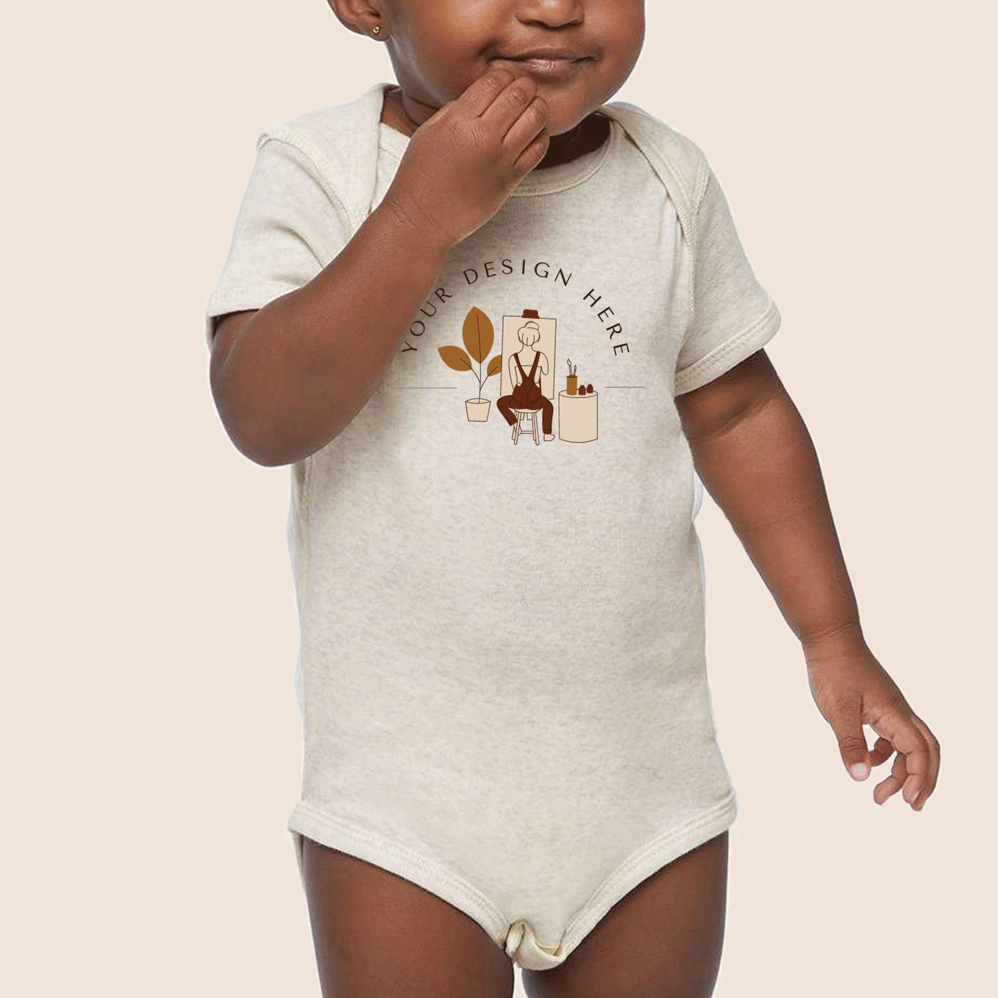 Rabbit Skins Natural Heather Infant Baby Rib Bodysuit 4400