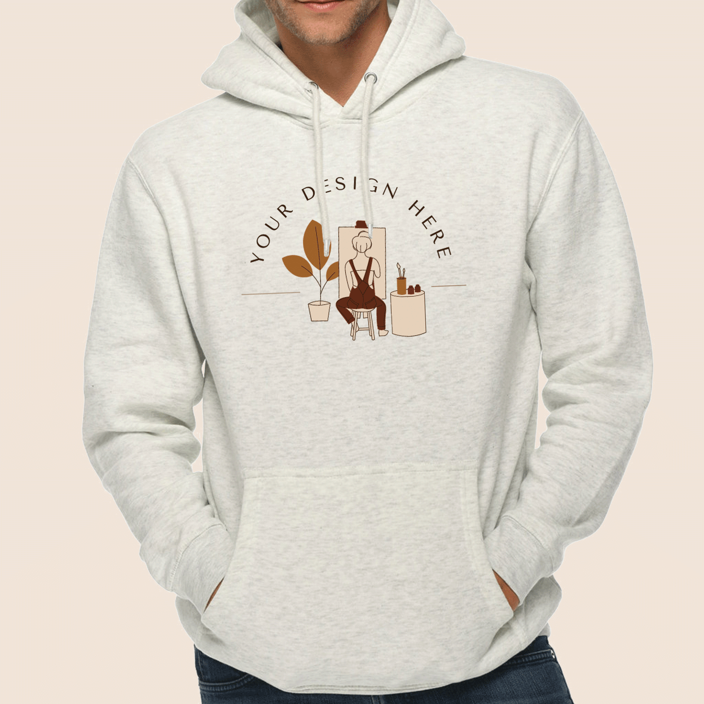 Lane Seven Unisex Oatmeal Heather Premium Pullover Hooded Sweatshirt 14001