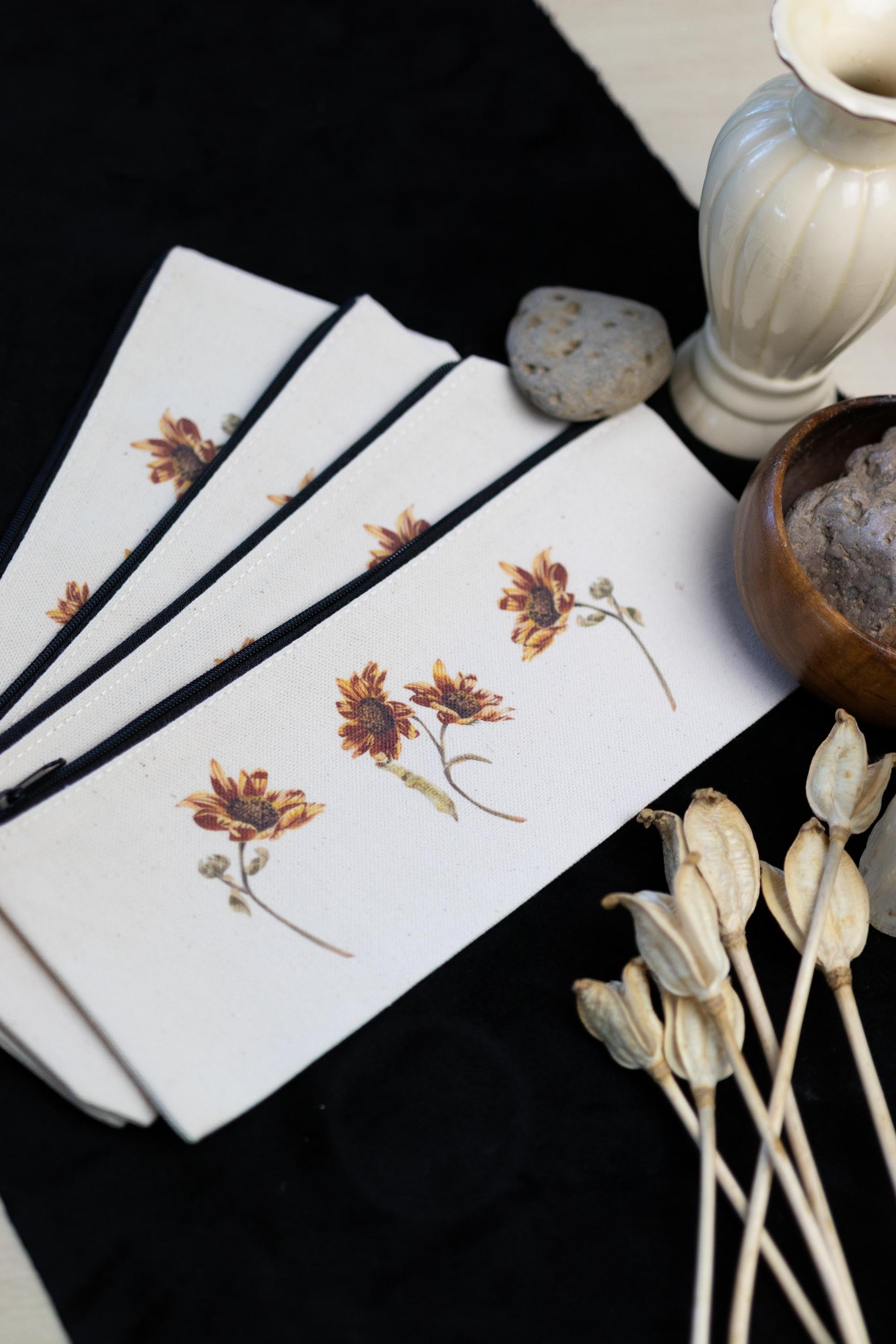 Pencil Canvas Zipper Pouch 4"x 9.5"-4