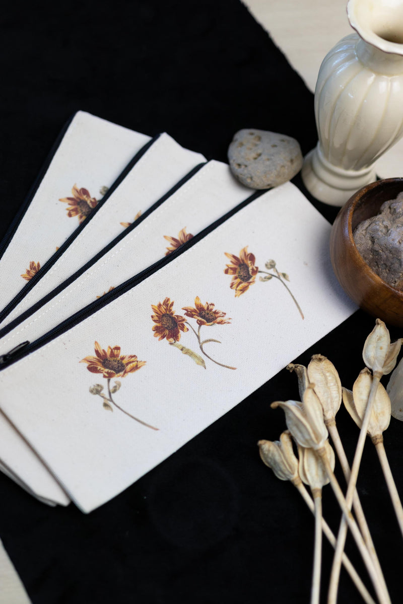 Pencil Canvas Zipper Pouch 4"x 9.5"-zoom-