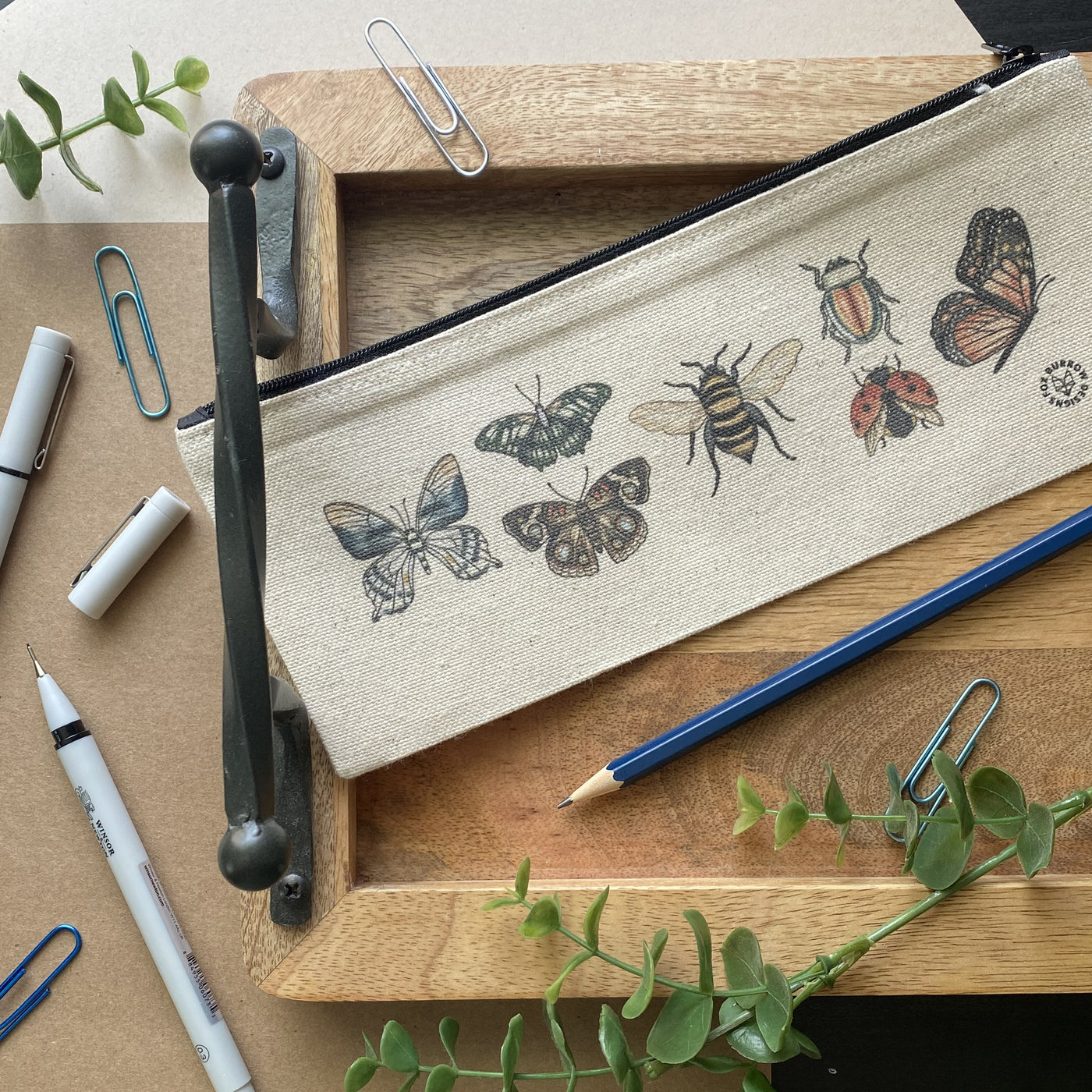Pencil Canvas Zipper Pouch 4"x 9.5"