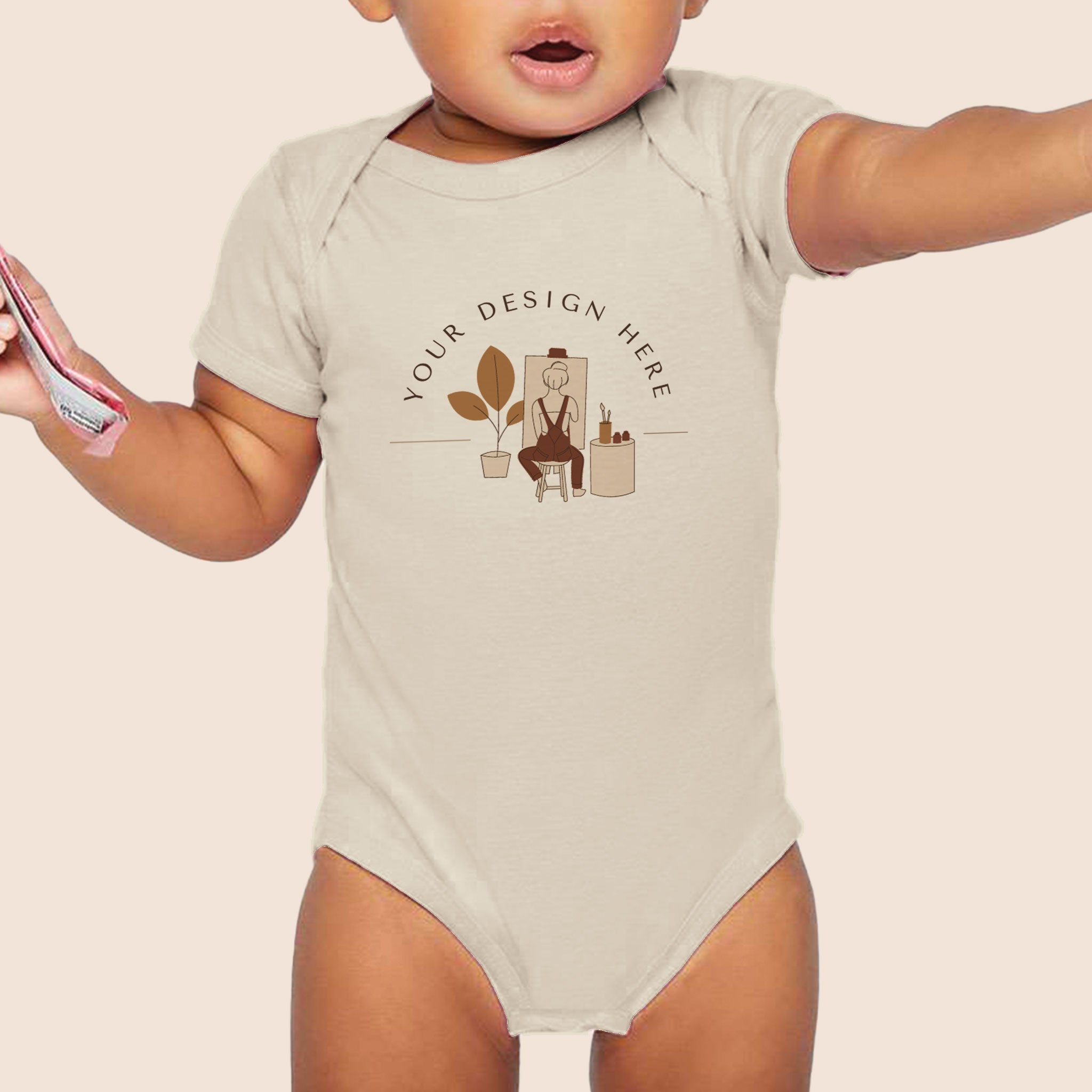 Rabbit Skins Natural Infant Baby Rib Bodysuit 4400