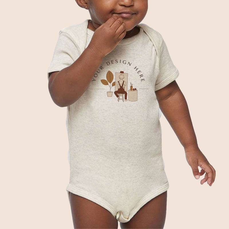 Rabbit Skins Natural Heather Infant Baby Rib Bodysuit 4400-zoom-