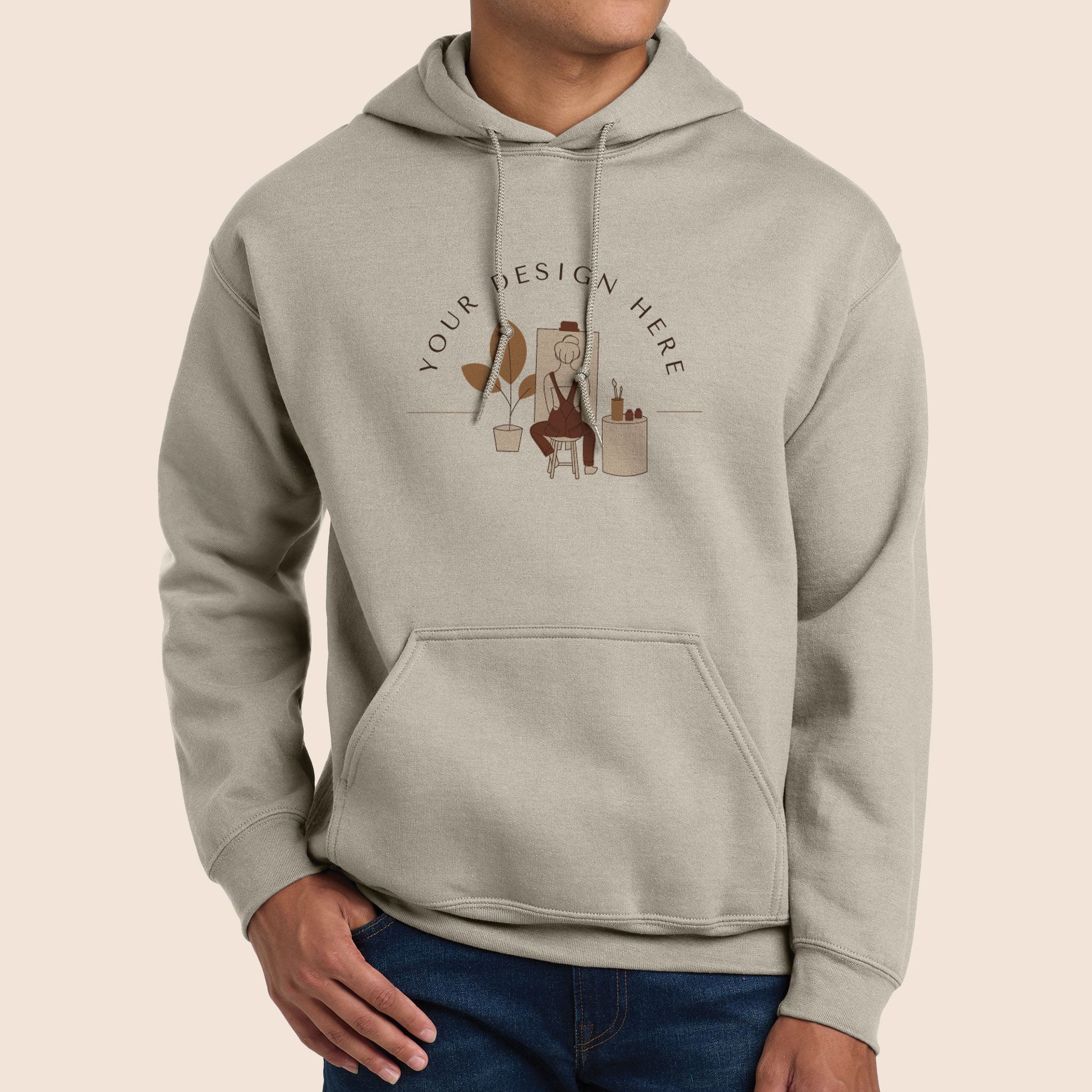 Gildan Adult Sand Heavy Blend Hooded Sweatshirt 18500 Canvastry Wholesale Print On Demand