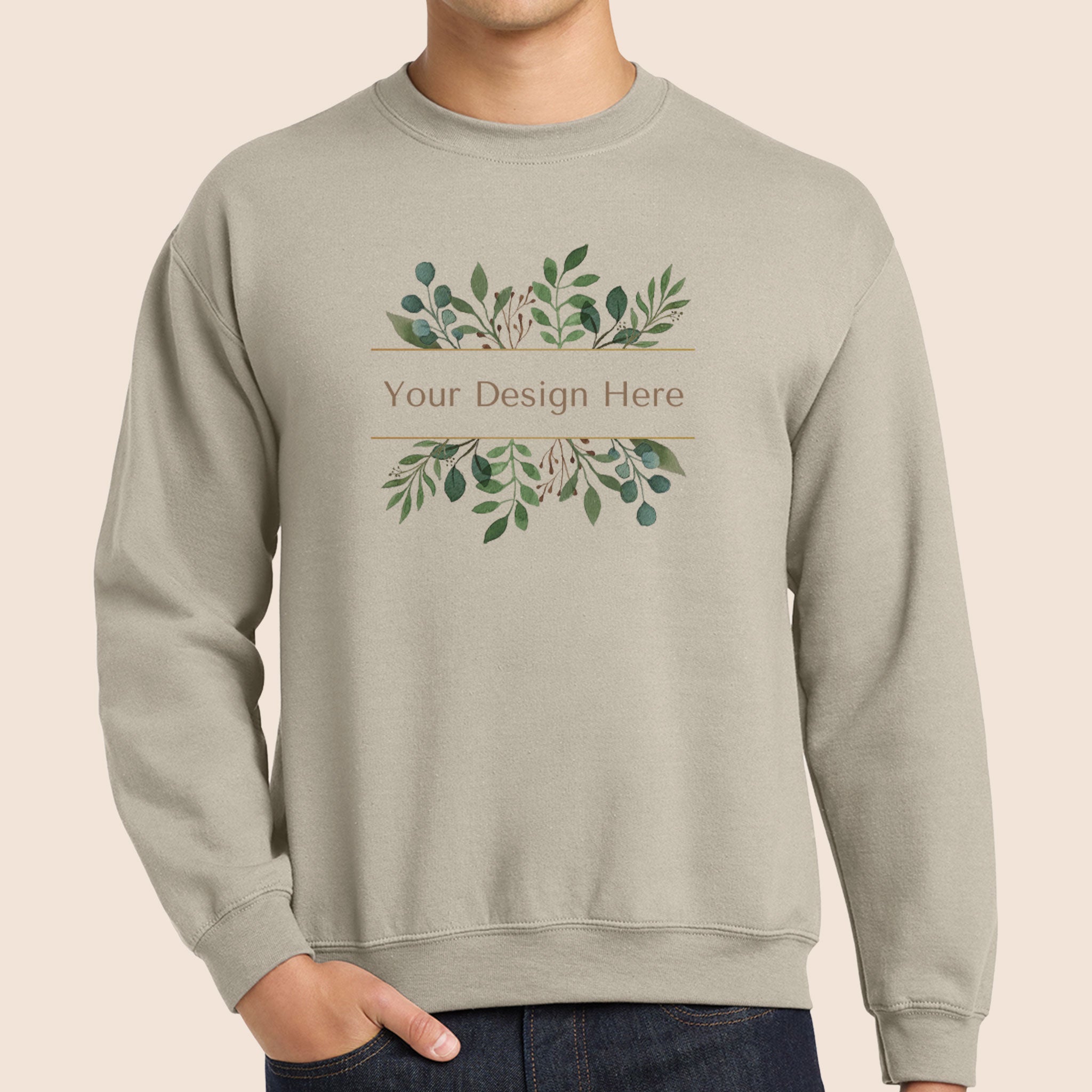 Gildan Adult Sand Crewneck Sweatshirt 18000 Canvastry Wholesale Print On Demand