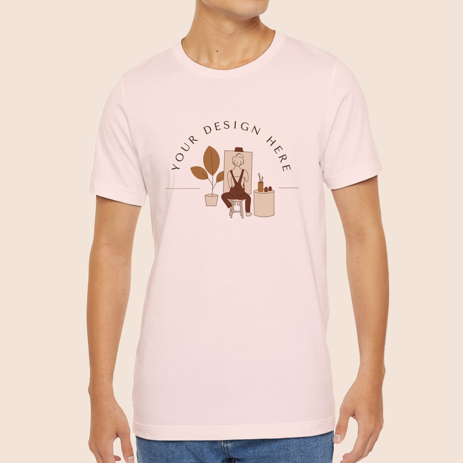 Bella Canvas 3001 Soft Pink  Unisex Jersey Short Sleeve Tee Canvastry Wholesale Print On Demand