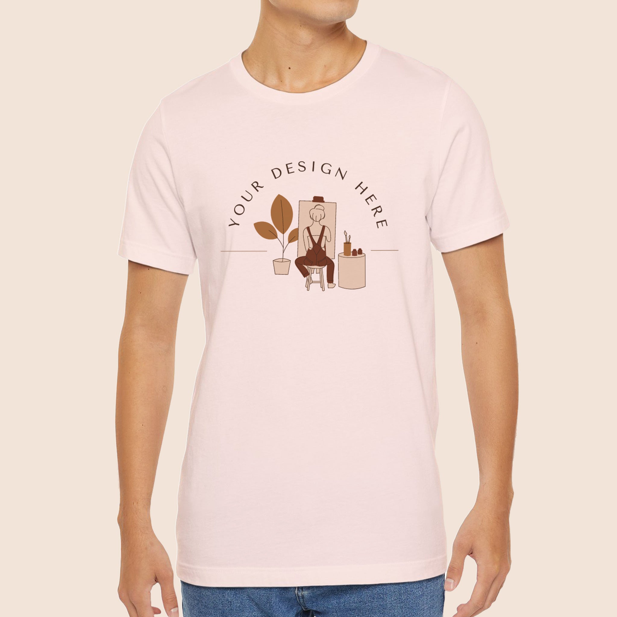 Bella Canvas 3001 Soft Pink  Unisex Jersey Short Sleeve Tee Canvastry Wholesale Print On Demand