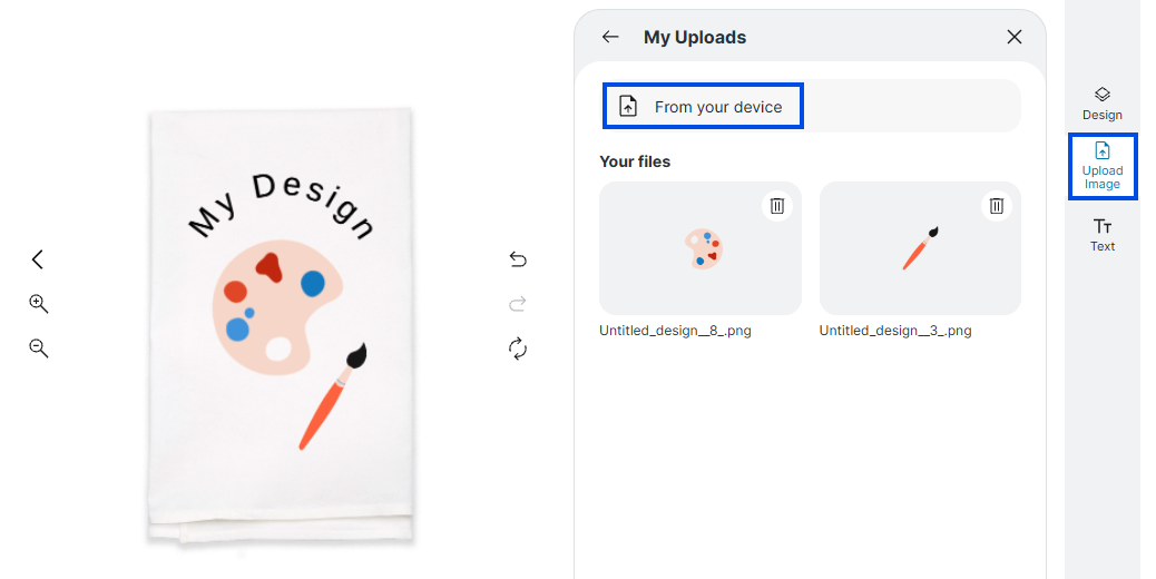 Upload Image panel