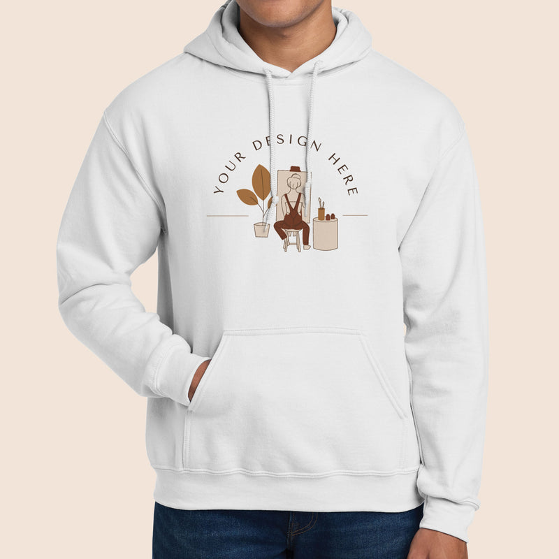 Gildan Adult White Heavy Blend Hooded Sweatshirt 18500-zoom-