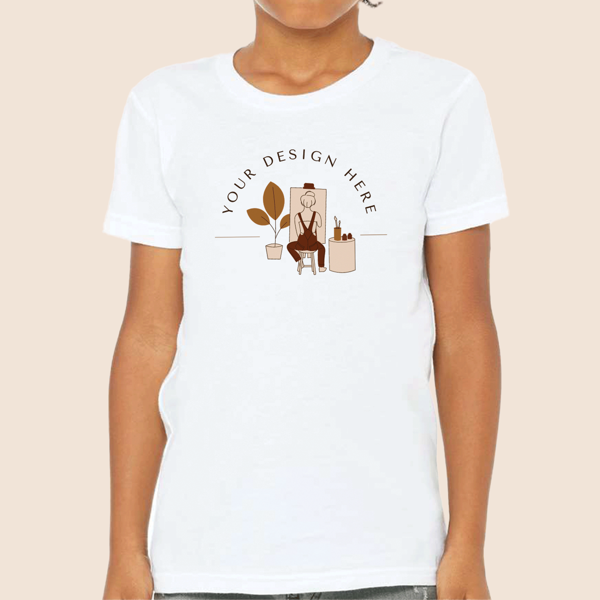 Bella + Canvas Youth White Jersey Short Sleeve Tee 3001Y-zoom-1