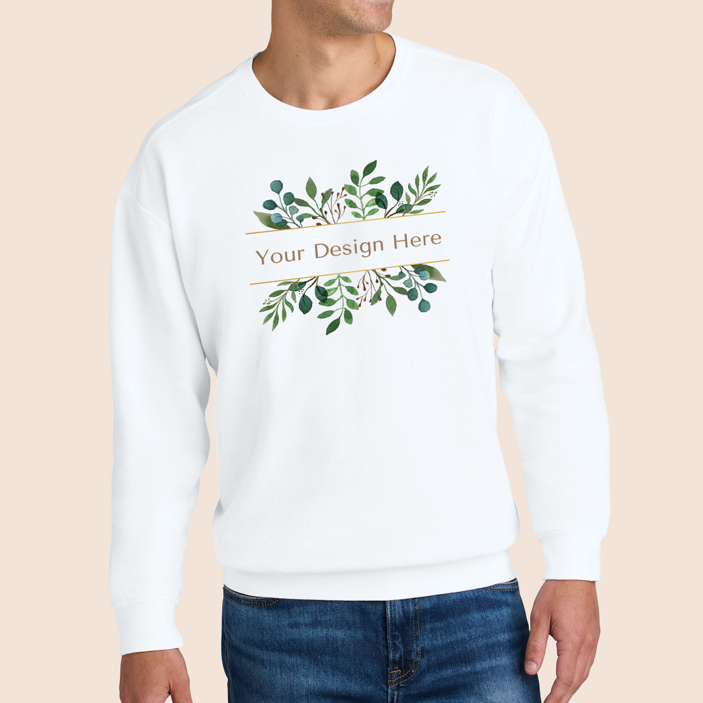 Comfort Colors Adult White Lightweight Fleece Crewneck Sweatshirt 1466