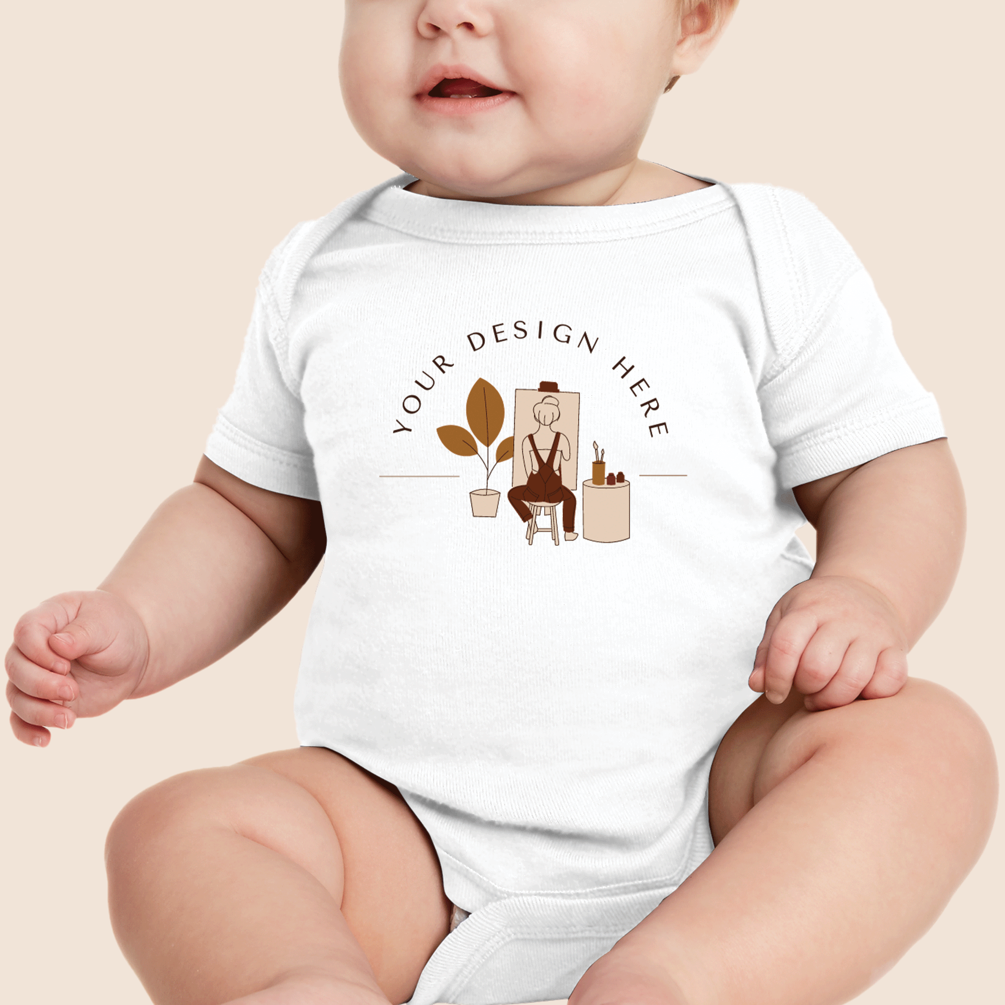 Rabbit Skins White Infant Baby Rib Bodysuit 4400-zoom-1