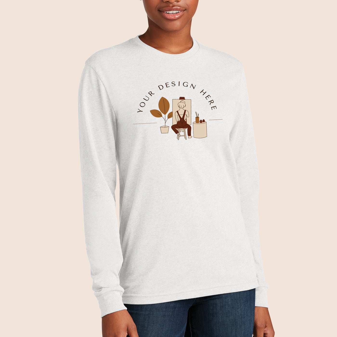 Next Level Apparel White CVC Long Sleeve T-Shirt 6211