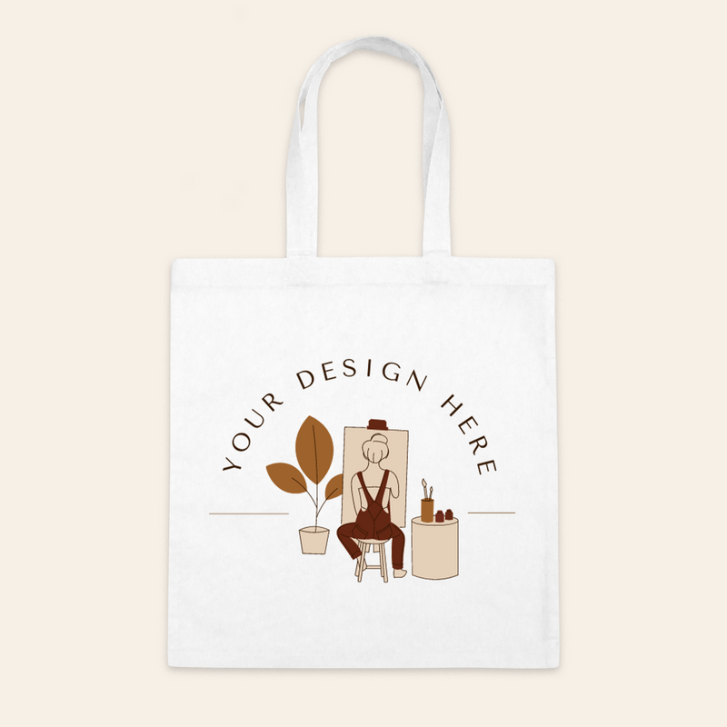 Simple White Cotton Canvas Tote Bag-zoom-