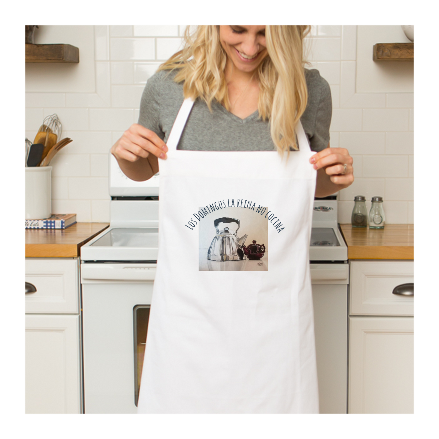 Classic White Cotton Apron