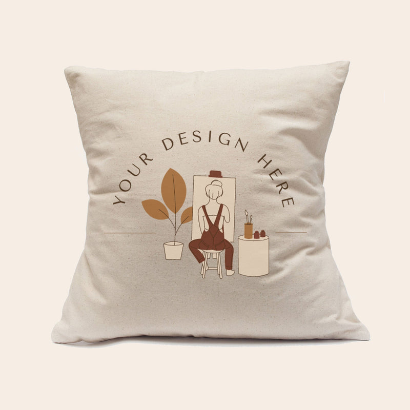 Natural Cotton Canvas Pillow Cover 18"x18"-zoom-