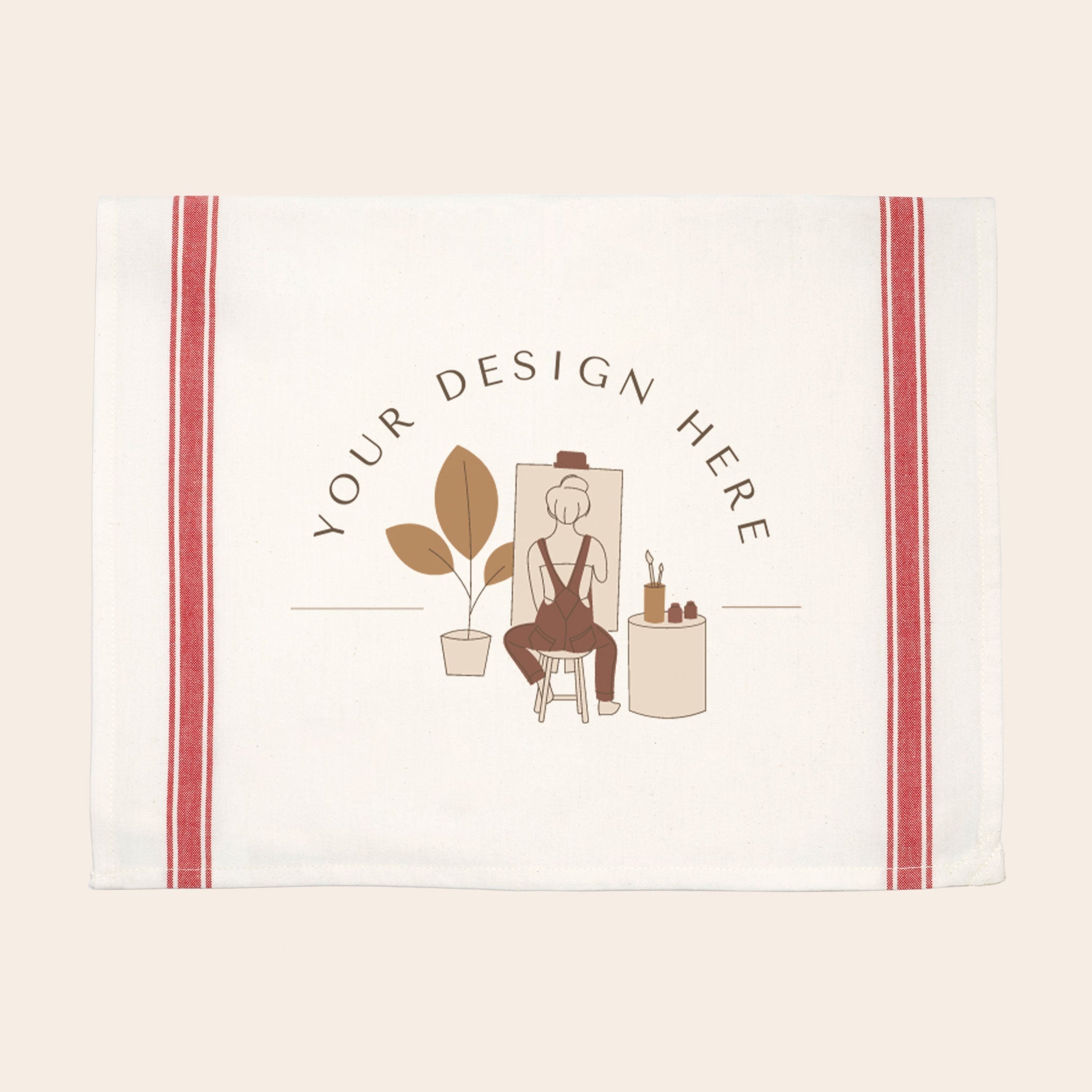 Red Striped Kitchen Towel