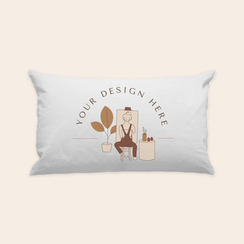 White Cotton Canvas Pillow Cover 10"x18"-zoom-