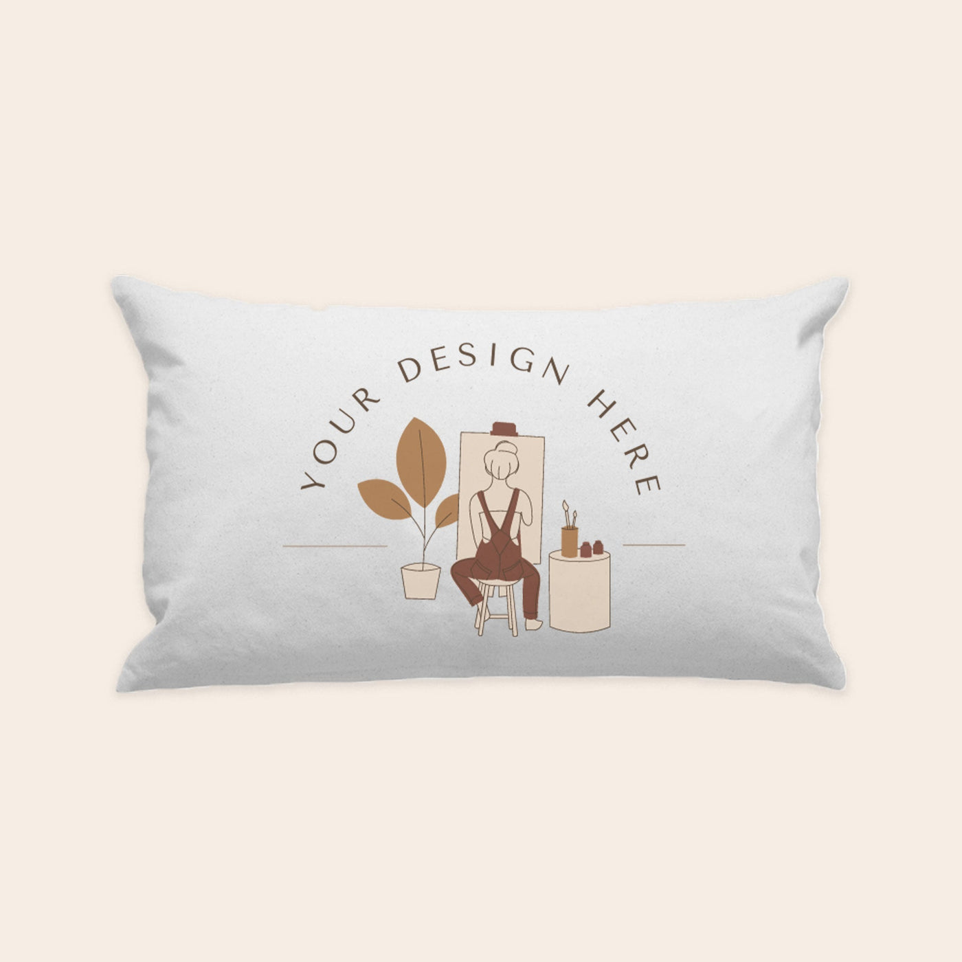 White Cotton Canvas Pillow Cover 10"x18"