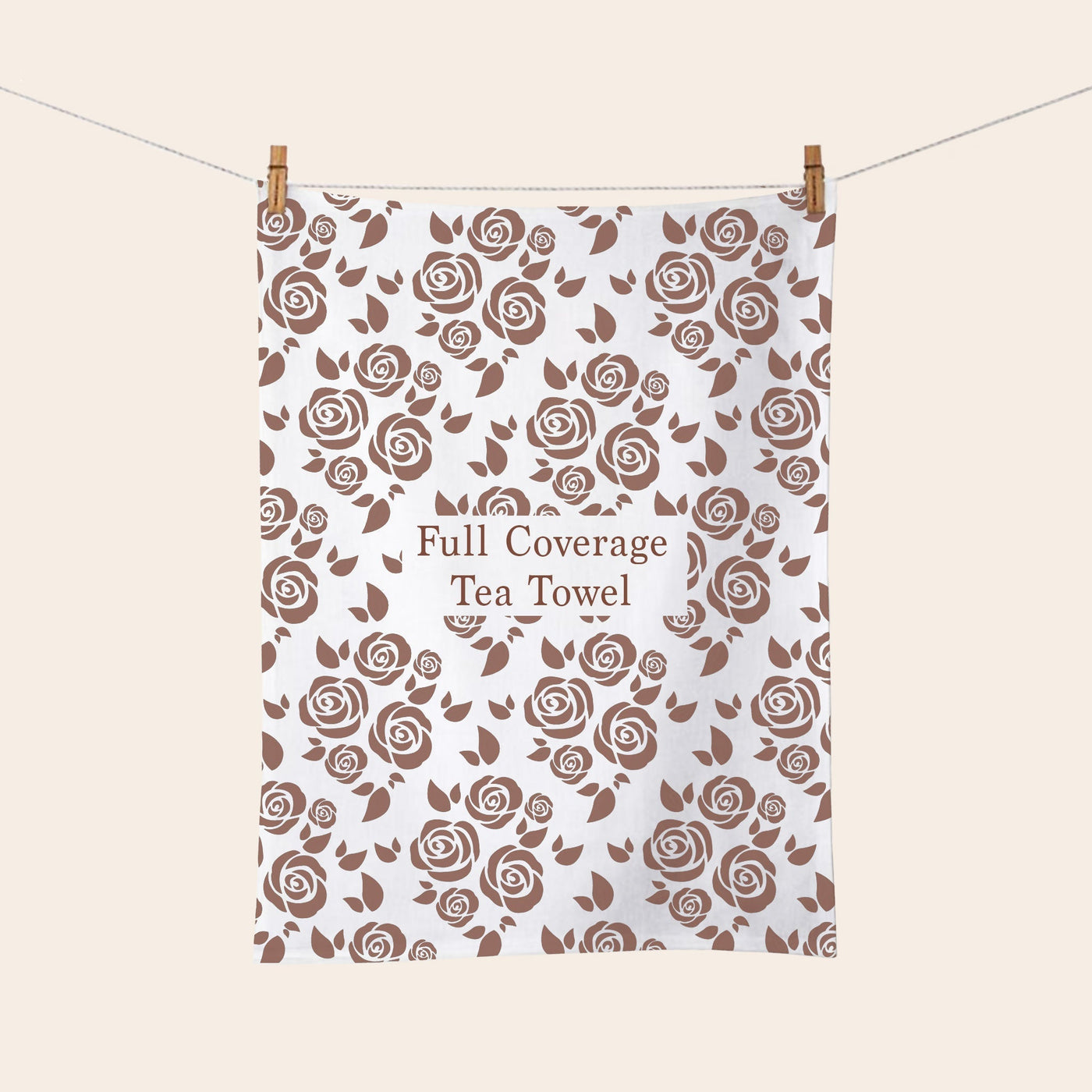 White Tea Towel with Full Coverage Print