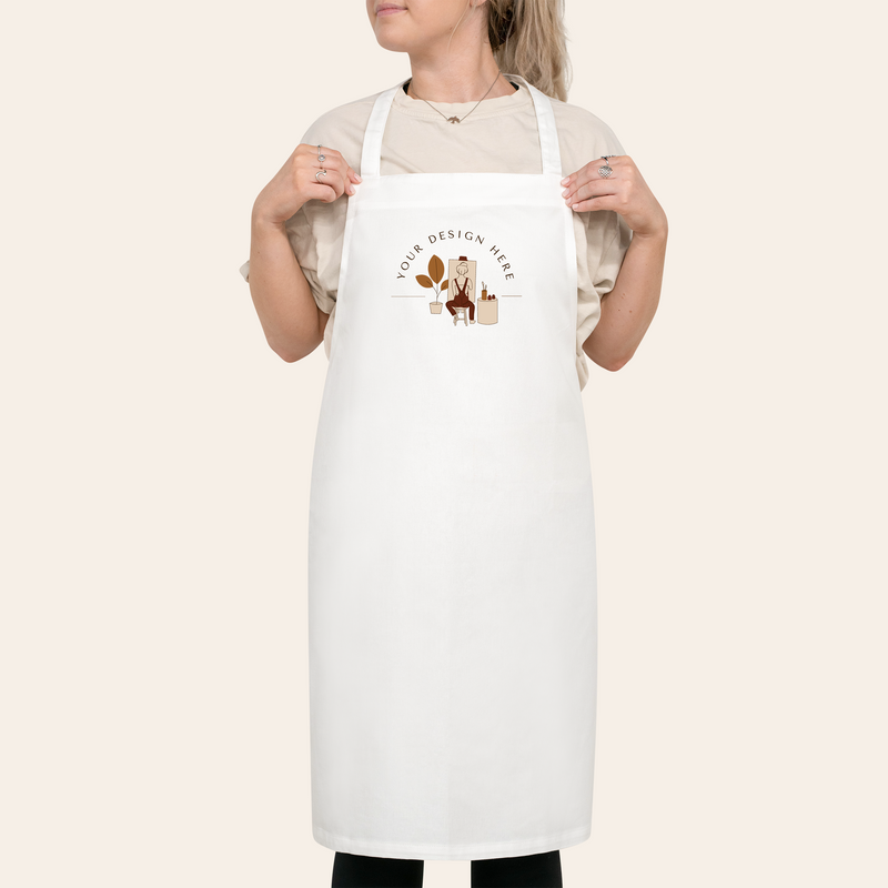 Classic White Cotton Apron-zoom-