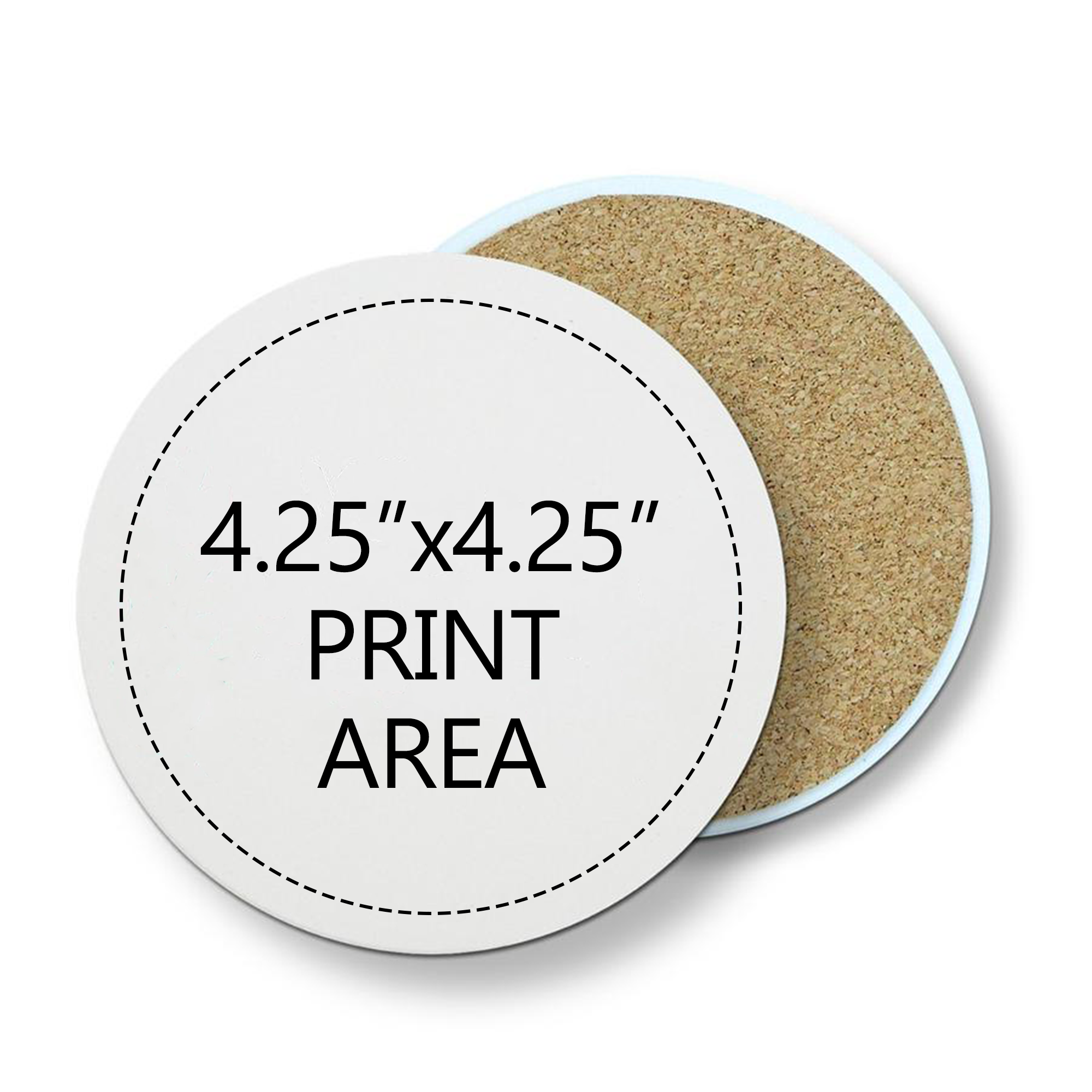 Round Absorbent Ceramic Stone Coaster with Centered Design-zoom-3