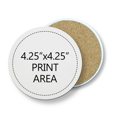 Round Absorbent Ceramic Stone Coaster with Centered Design