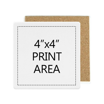 Square Absorbent Ceramic Stone Coaster with Centered Design